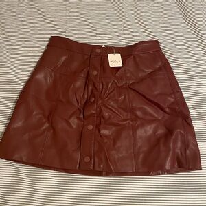 Free People Rich Maroon faux leather Mini Skirt